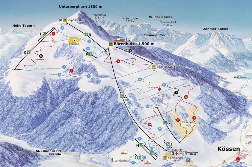 Pistenplan Skigebiet Hochkössen für Skilager für Schulklassen