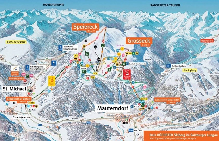 Pistenplan Großeck-Speiereck Skilager in Schönfeld für Schulklassen