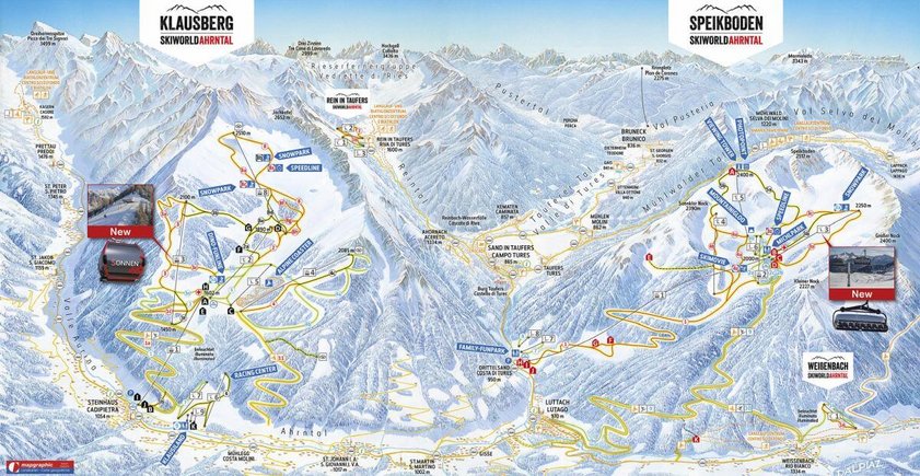 Pistenplan Skiworld Ahrntal - Klausberg und Speikboden - Skilager für Schulklassen