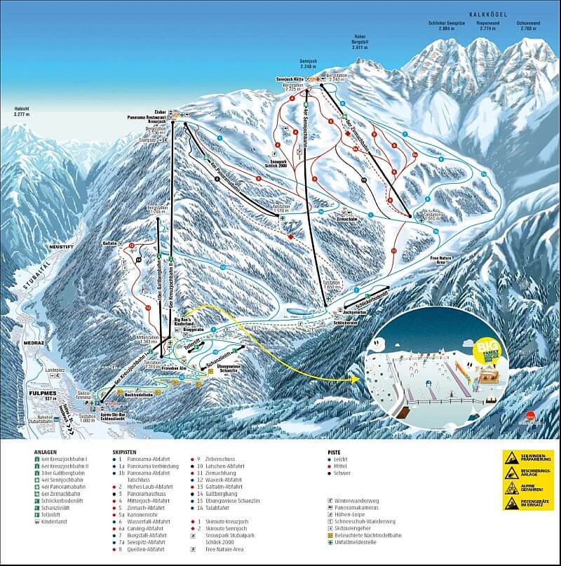 Skigebiet Schlick 2000 Pistenplan