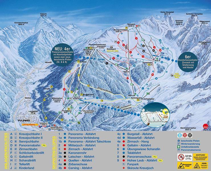 Skigebiete Stubaier Gletscher und Schlick 2000 im Stubaital