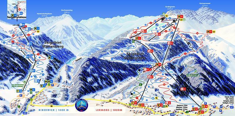 Skigebiete Biberwier, Lermoos und Ehrwalder Alm in der Tiroler Zugspitz Arena 